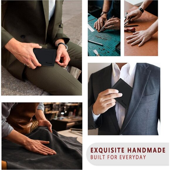 🆕Travelambo Men Craze Horse Black Genuine Leather Handmade Stylish Wallet - Picture 7 of 10